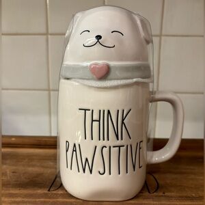Rae Dunn “Think Pawsitive” Mug & Dog Topper